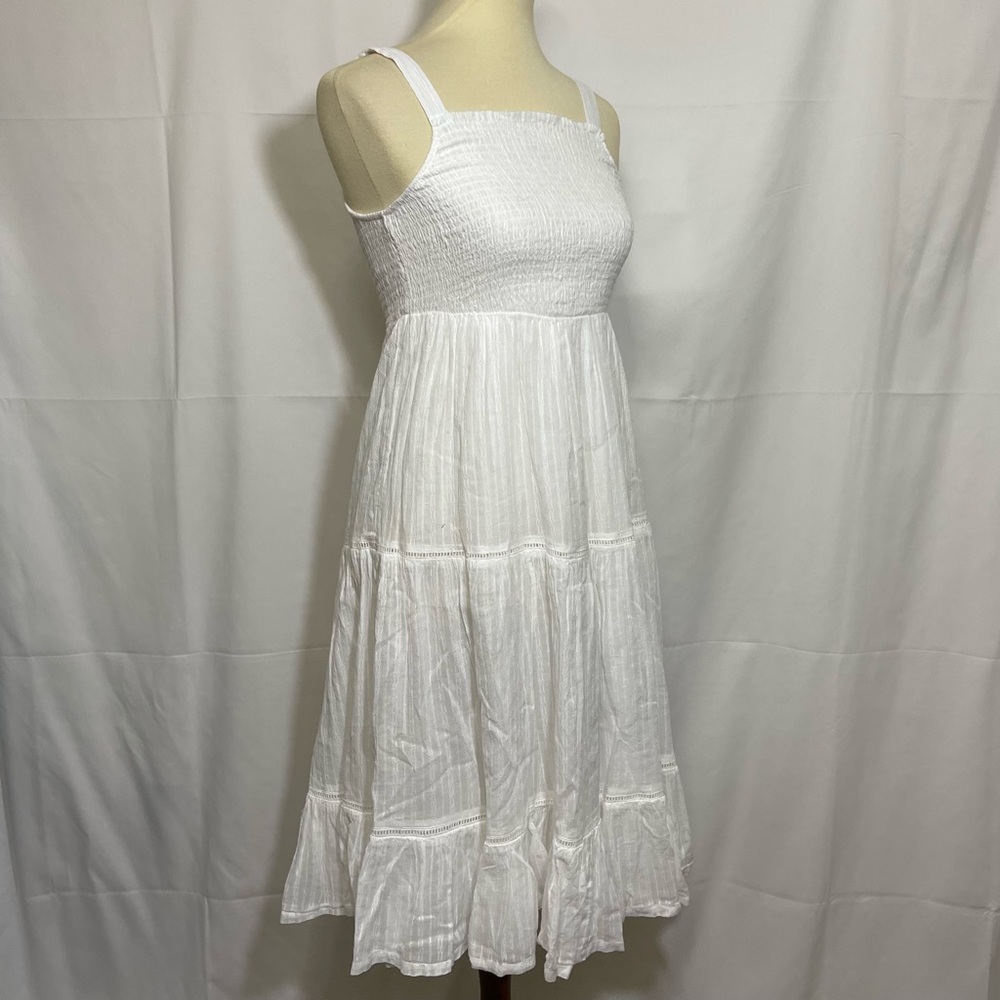 Joie Smocked Crochet Trim Tiered MIDI Dress - Picture 4 of 13